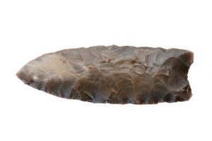 The sharp head of a stone spear made sometime in the Stone Age.