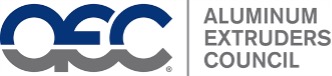 The AEC lowercase letters logo with blue on top and grey at the bottom next to “Aluminum Extruders Council” in grey text.