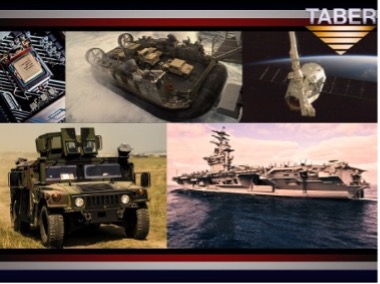 : A collage of five applications of aluminum extrusions in the military and defense sector.
